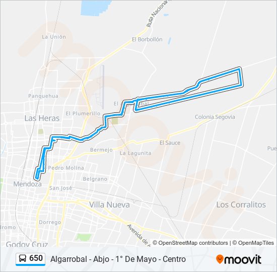 Mapa de 650 de autobús