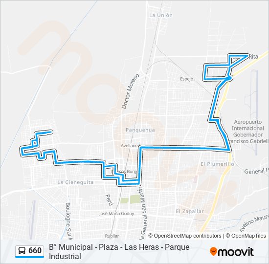 Mapa de 660 de autobús