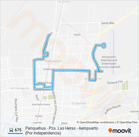 Mapa de 675 de autobús