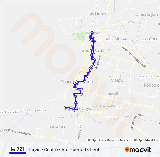 Mapa de 721 de autobús