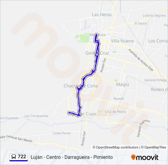 Mapa de 722 de autobús