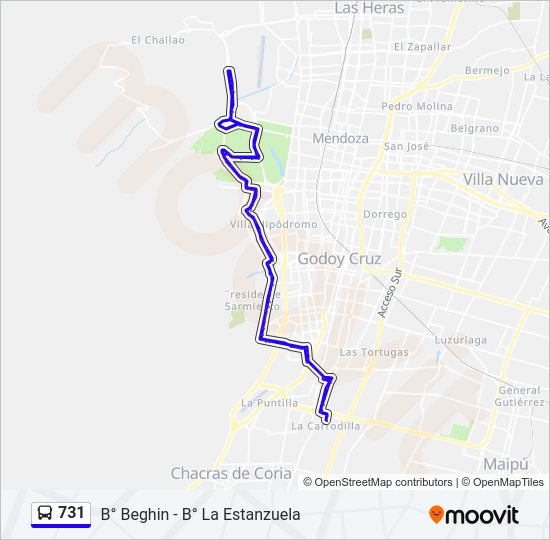 Mapa de 731 de autobús