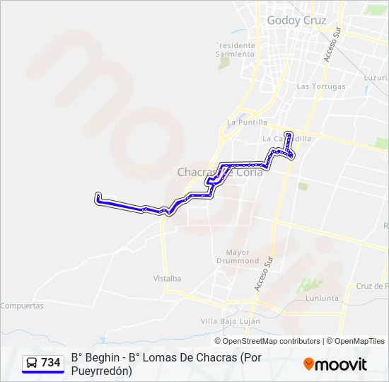 734 Bus Line Map