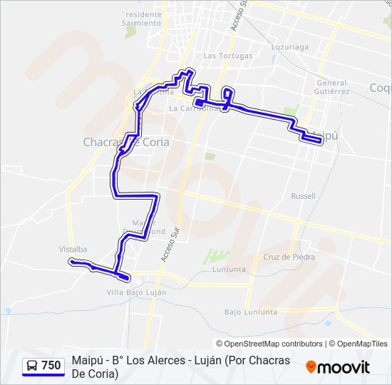 Mapa de 750 de autobús
