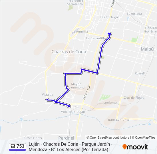 Mapa de 753 de autobús