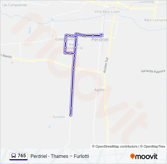 765 Bus Line Map