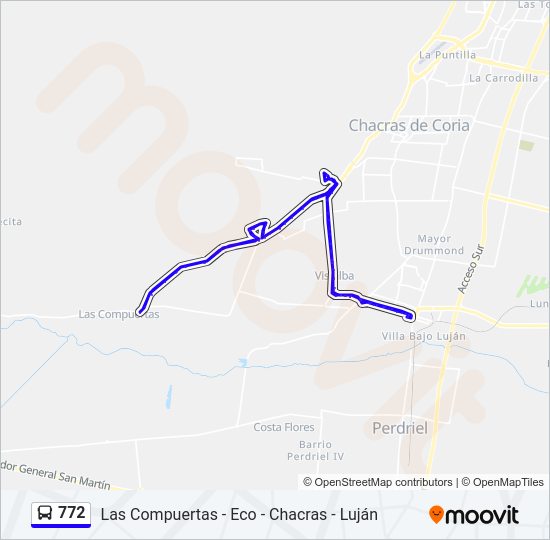 Mapa de 772 de autobús