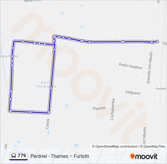 Mapa de 779 de autobús