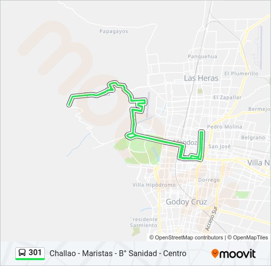 Mapa de 301 de autobús
