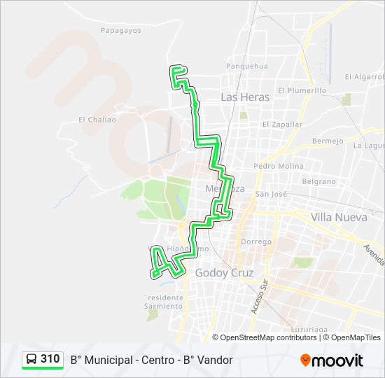 Mapa de 310 de autobús