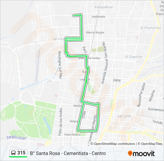 Mapa de 315 de autobús