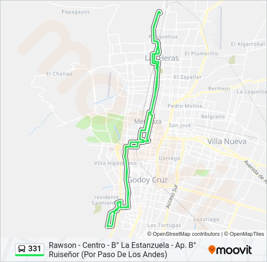 Mapa de 331 de autobús