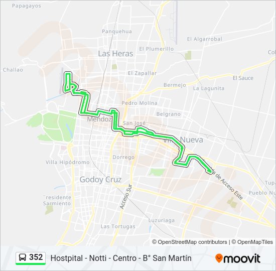 Mapa de 352 de autobús