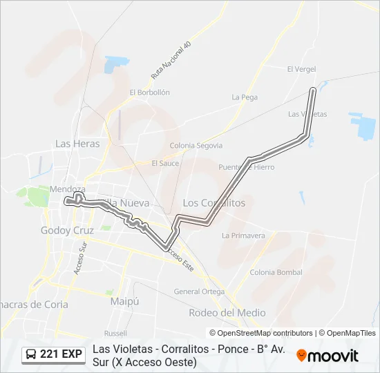 221 EXP Bus Line Map