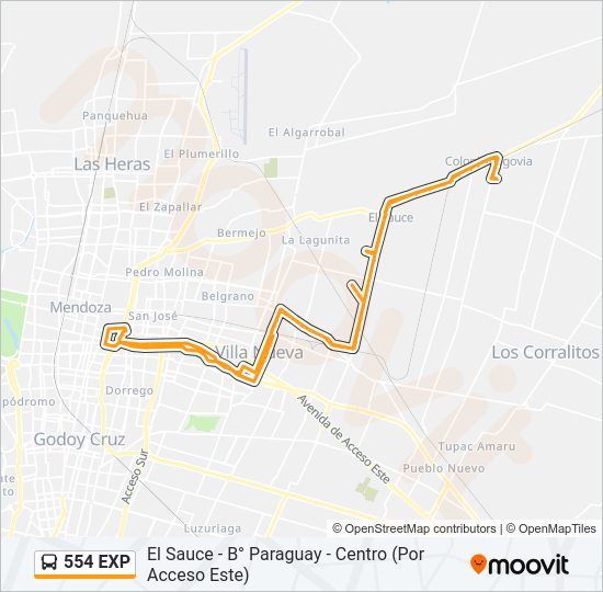 Mapa de 554 EXP de autobús