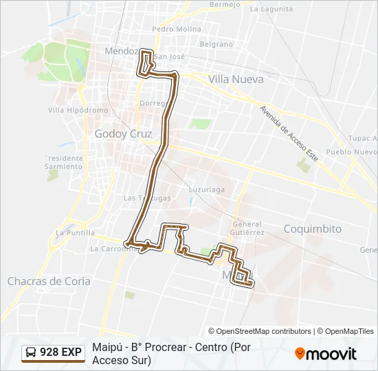 928 EXP Bus Line Map