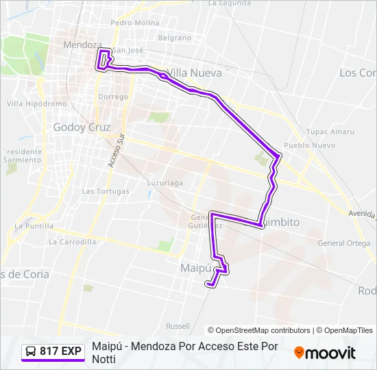 817 EXP Bus Line Map