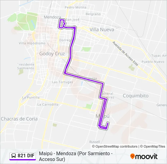 821 DIF Bus Line Map
