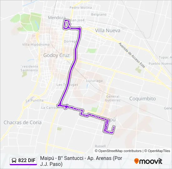822 DIF Bus Line Map