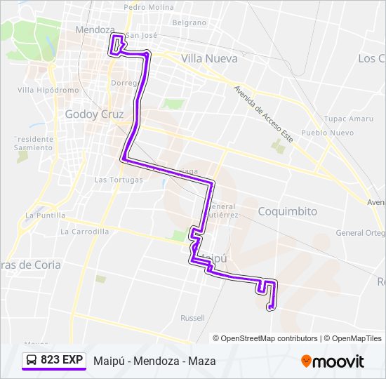 823 EXP bus Line Map