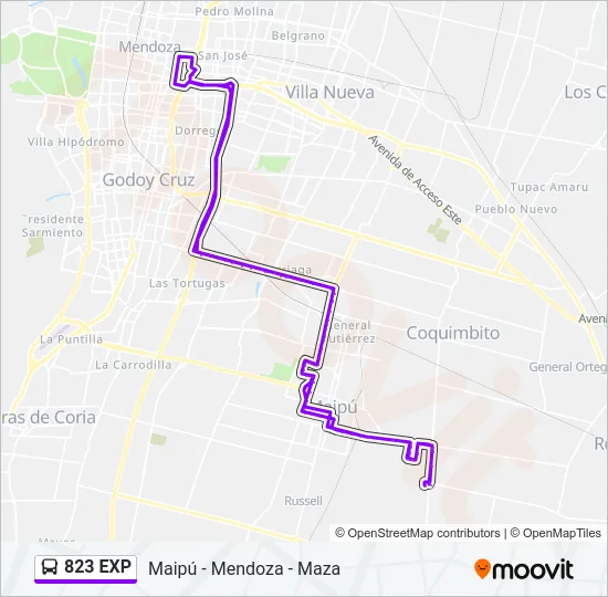 823 EXP Bus Line Map