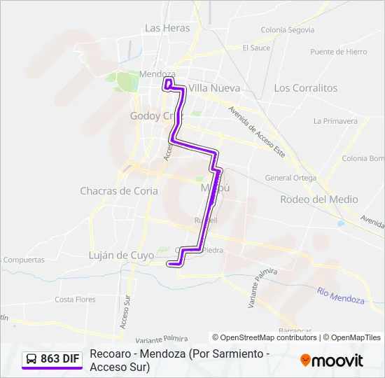 863 DIF Bus Line Map