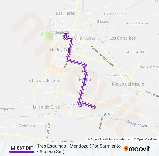 867 DIF Bus Line Map