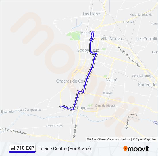 Mapa de 710 EXP de autobús