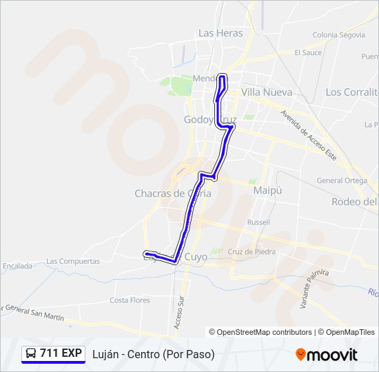 Mapa de 711 EXP de autobús