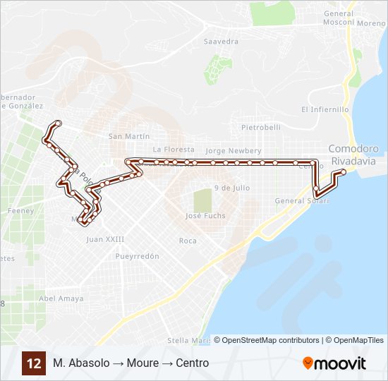 Mapa de 12 de autobús