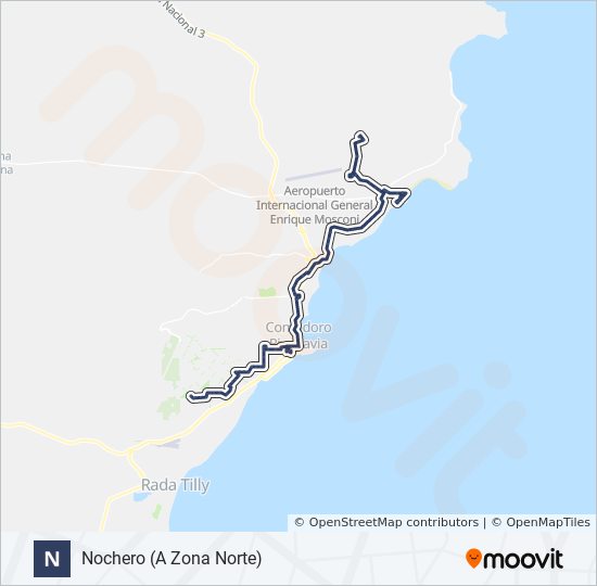 Mapa de NOCHERO de autobús