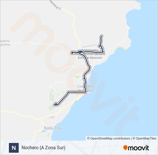 Mapa de NOCHERO de autobús