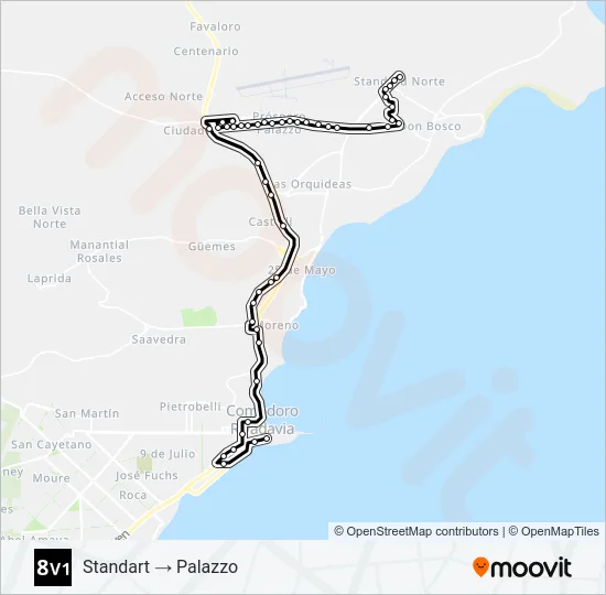 Mapa de 08V1 de autobús