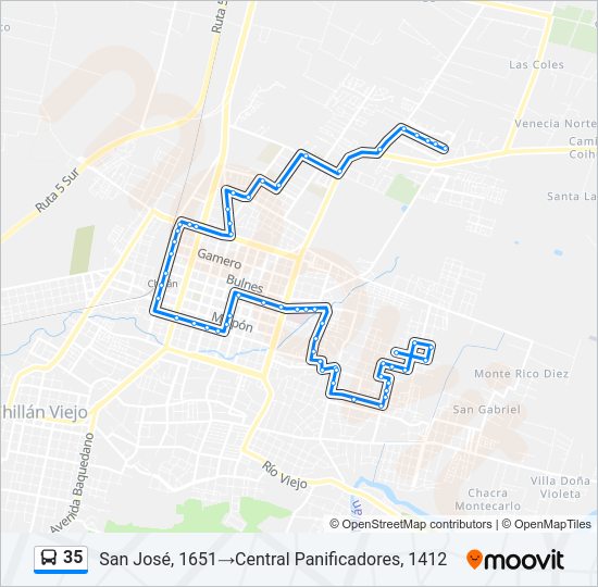 Mapa de 35 de autobús