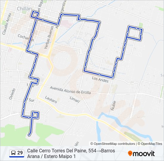 Mapa de 29 de autobús