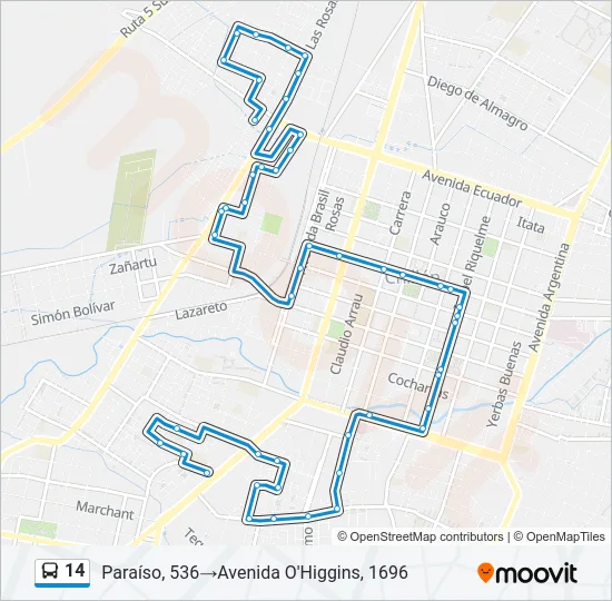 14 Bus Line Map
