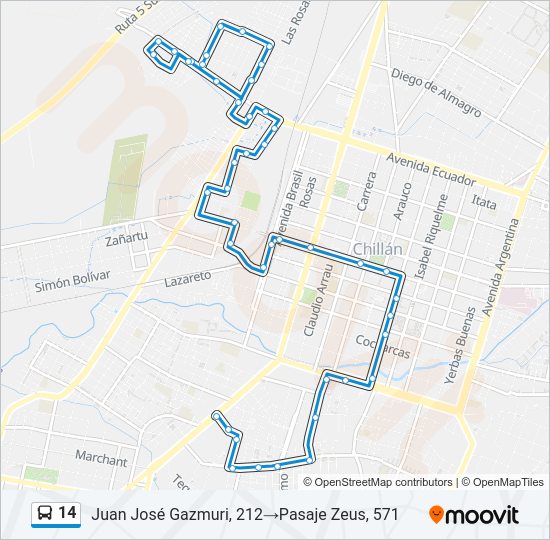 14 Bus Line Map
