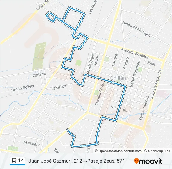 14 Bus Line Map