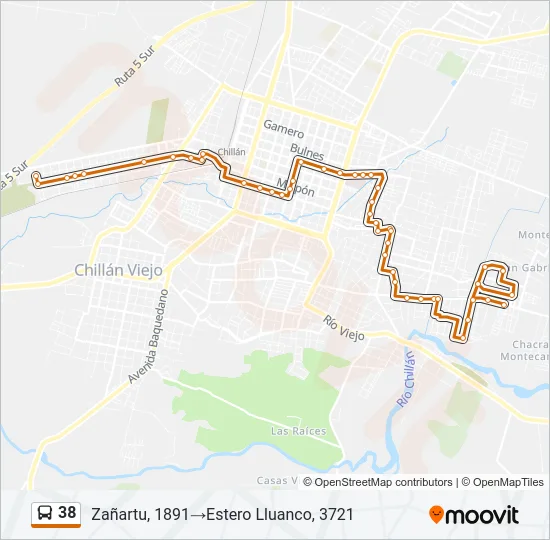 38 Bus Line Map