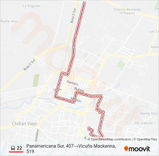 22 Bus Line Map