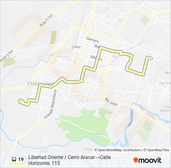 19 bus Line Map