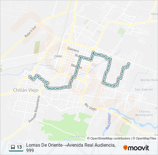 13 bus Line Map