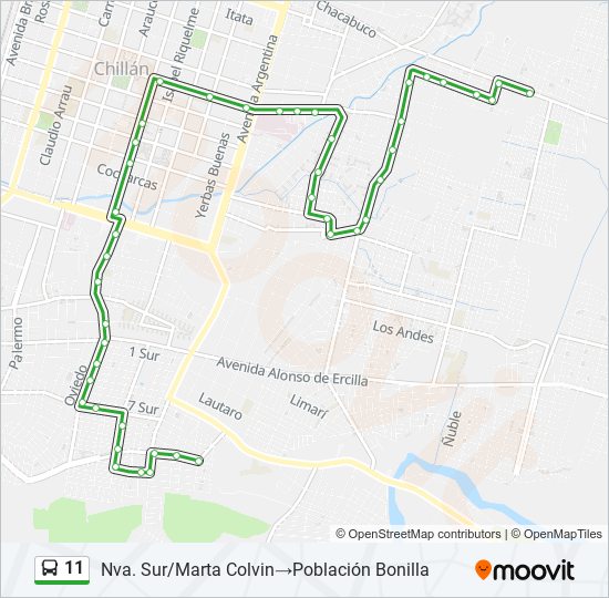 11 bus Line Map