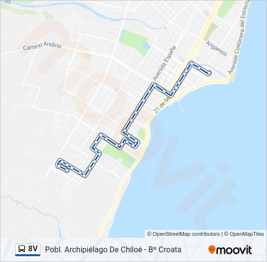 Mapa de 8V de autobús