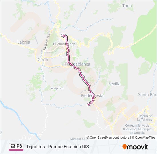 Mapa de P8 de autobús