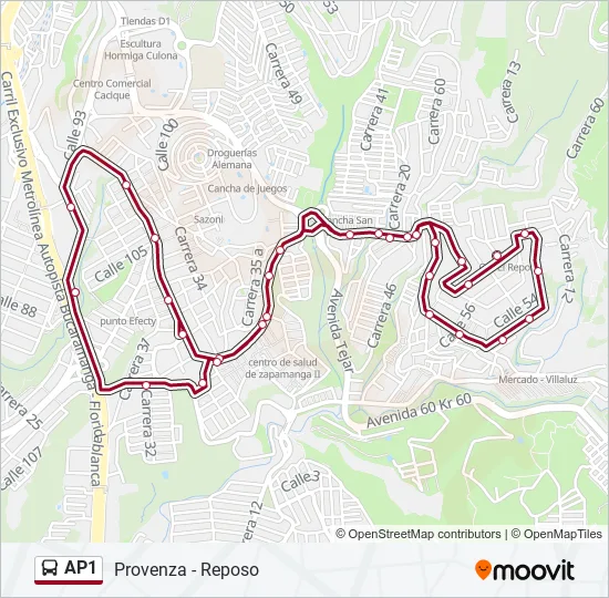 AP1 Bus Line Map