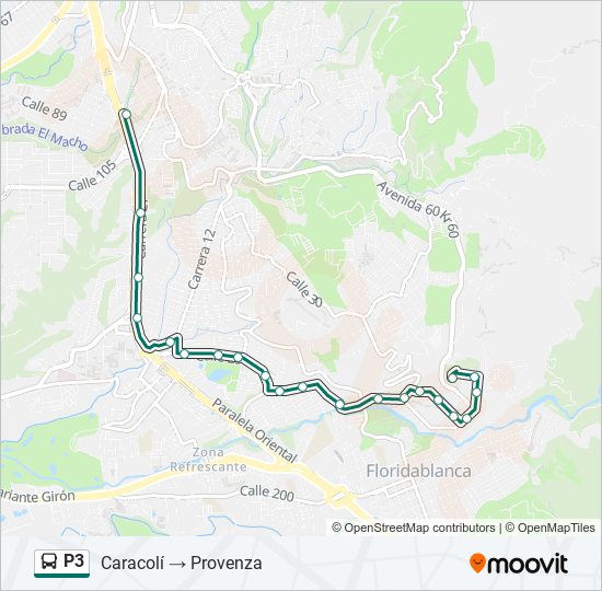 Mapa de P3 de autobús