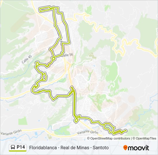 Mapa de P14 de autobús