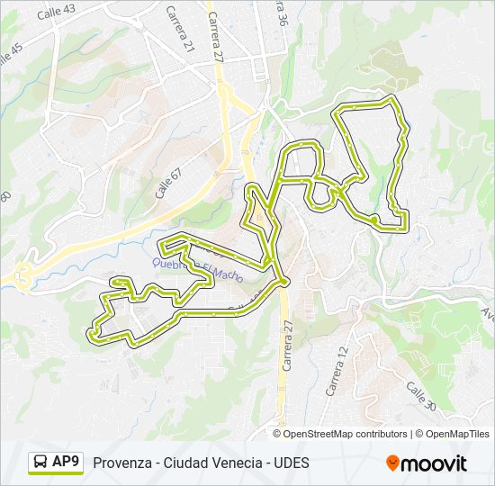 Mapa de AP9 de autobús