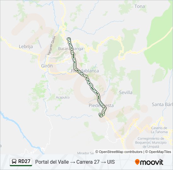 Mapa de RD27 de autobús